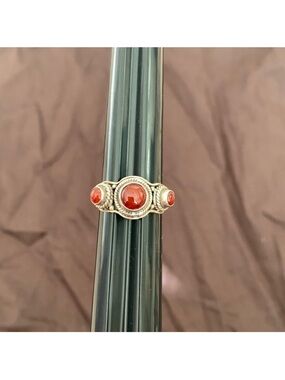 Burgundy Triple Stone Ring from Afghanistan